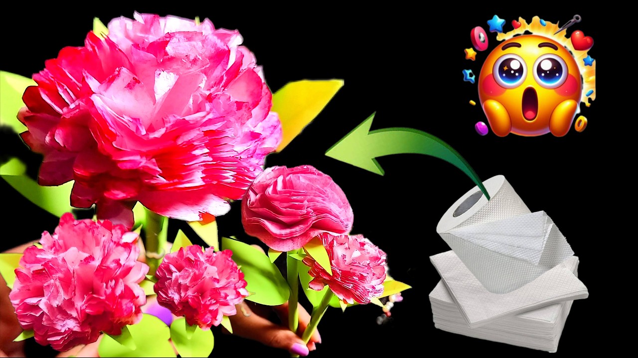 😱How to make Tissue Paper Flower🌷 Tissue Paper se Flower kaise banaen😲💐