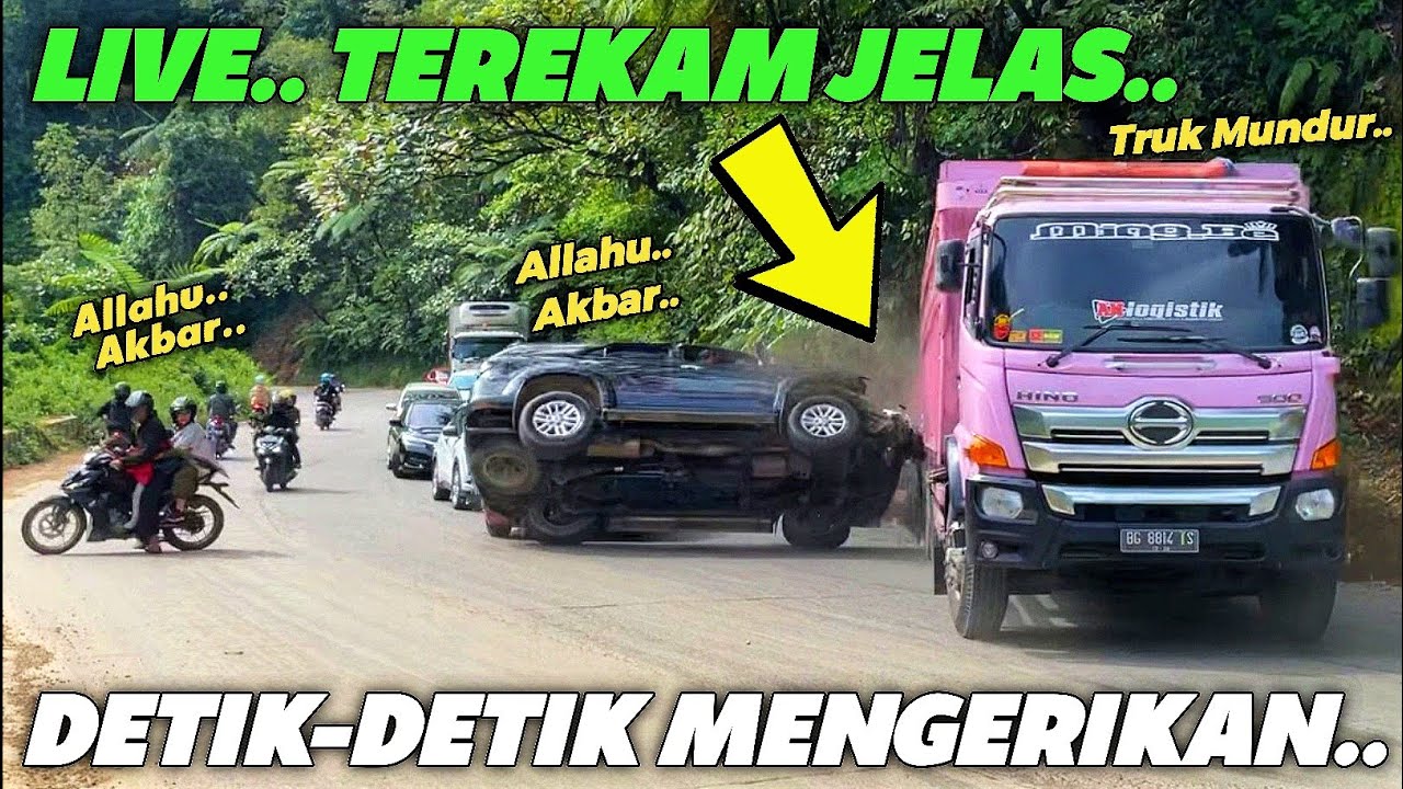 LIVE.. TEREKAM JELAS !!! Detik-Detik Truk Mundur Tabrak Toyota Fortuner & Terbalik Timpa Mobil Jazz