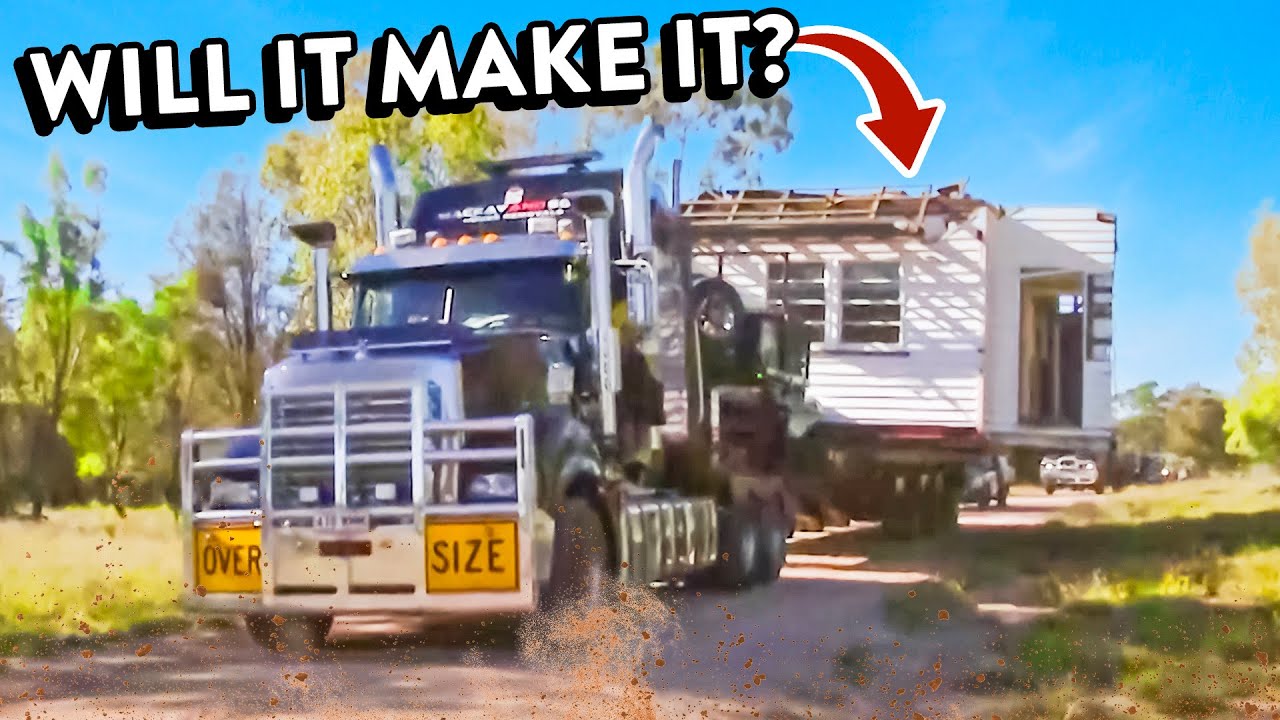 Truck Cops Flat Tires While Transporting MASSIVE House!