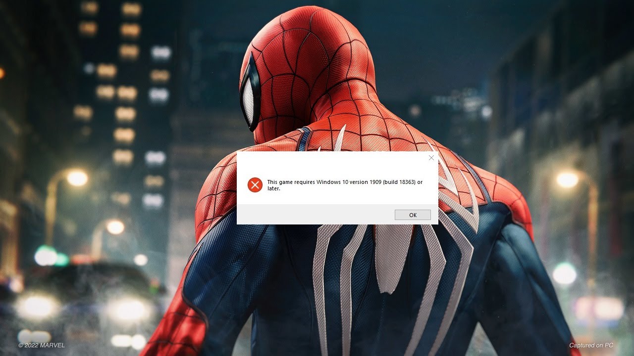 Fix Marvels Spider-Man Для запуска игры требуется Windows 10 версии 1909 или более поздней.