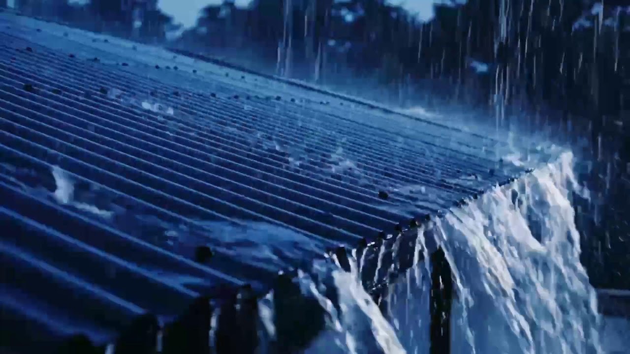 Night Rain ASMR by a Rural Road, Raindrops Drumming on Tin Roofs in the Quiet Dark Nighttime 007