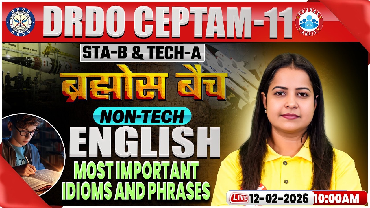 DRDO CEPTAM 11 Classes | DRDO English Classes | Idioms and Phrases | STA B & Tech A | Kiran Mam