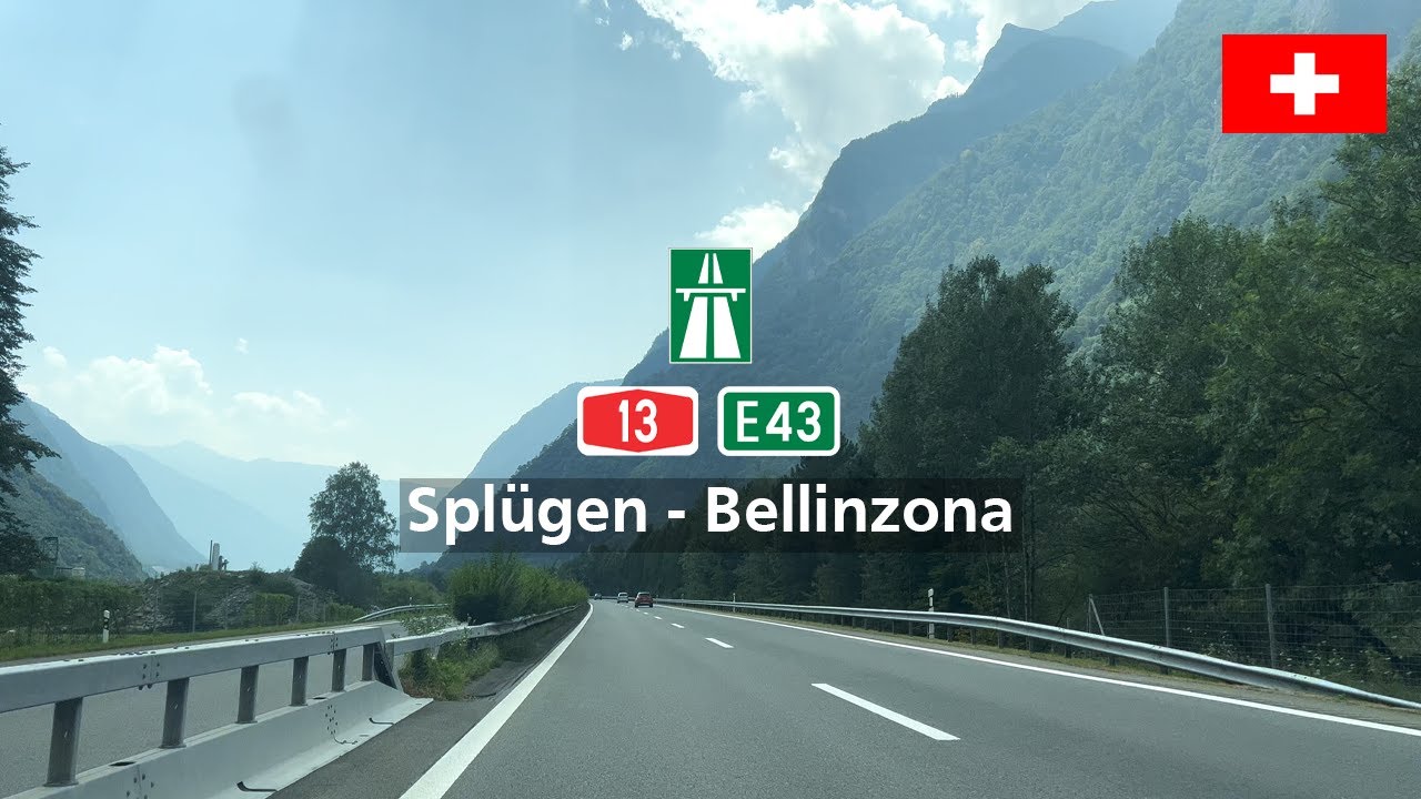 [4KHDR] Driving in Switzerland: Autobahn A13 E43 from Spl&uuml;gen to Bellinzona via San Bernardino