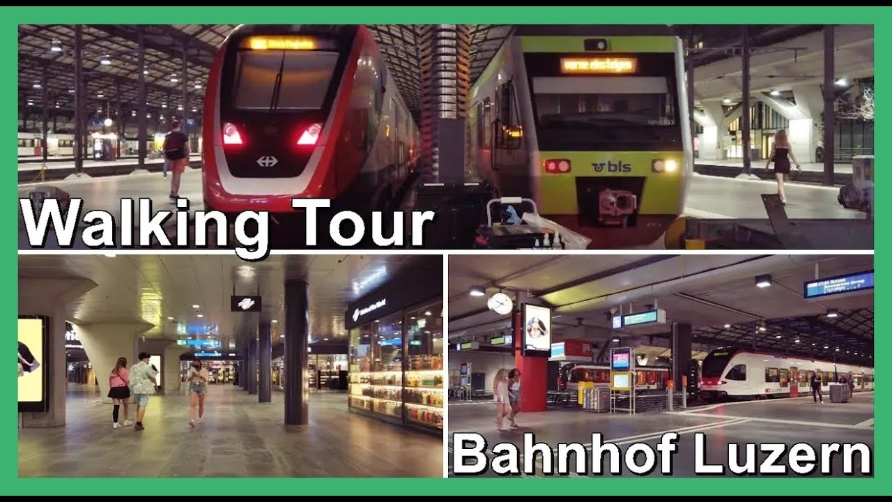 Lucerne train station walking tour/ Spaziergang beim Bahnhof Luzern, Stadt Luzern, Schweiz 2021