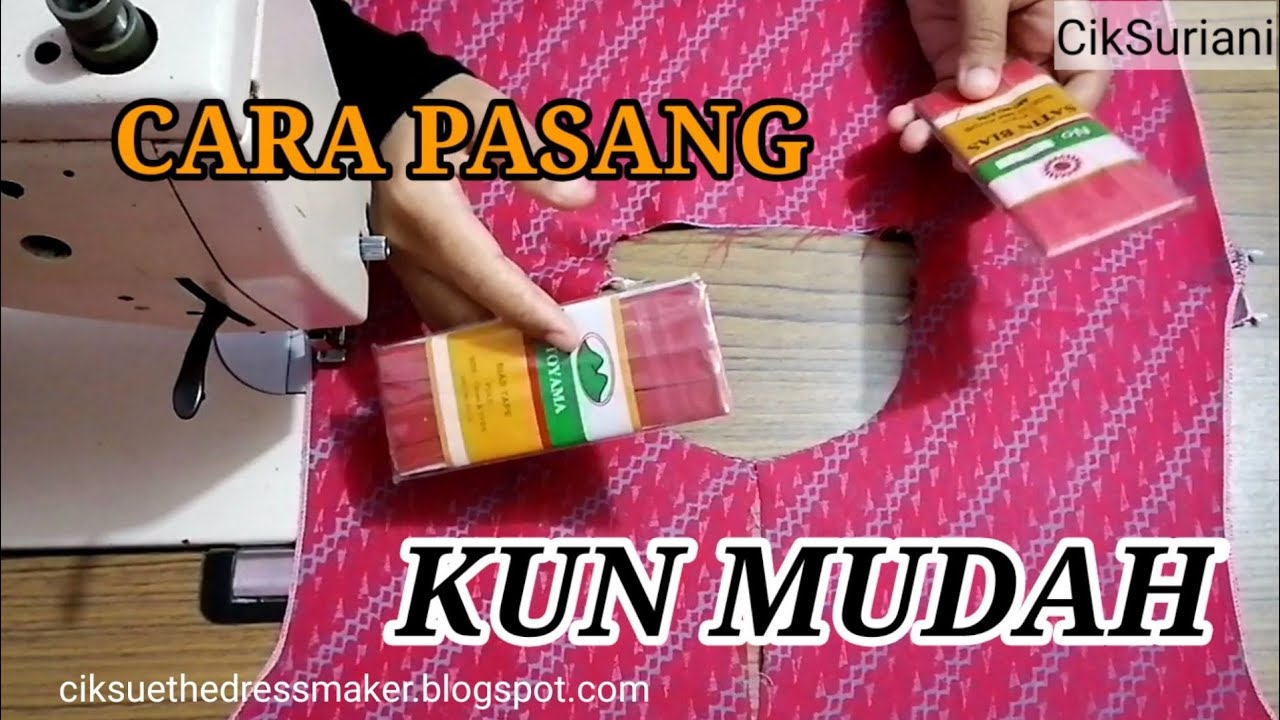 Cara Mudah PASANG KUN leher Baju kurung untuk beginner..