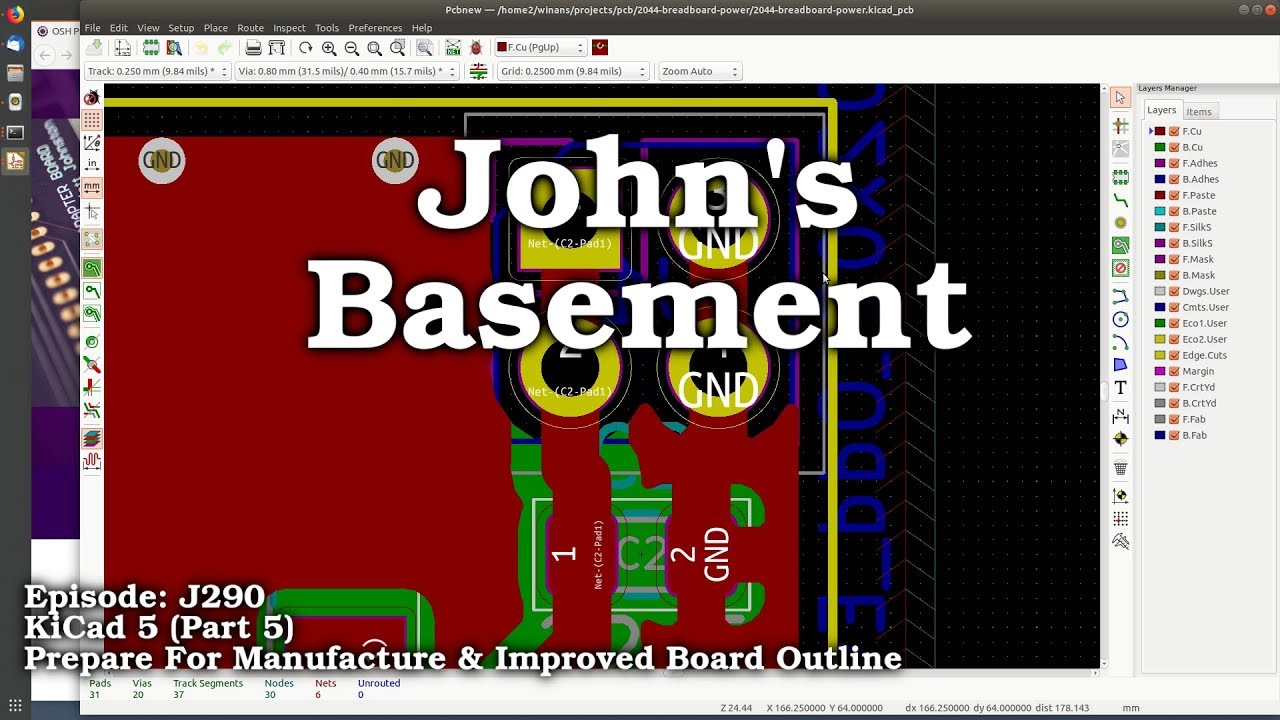 KiCad 5 #5 Prepare For Manufacture & Improved Board Outline