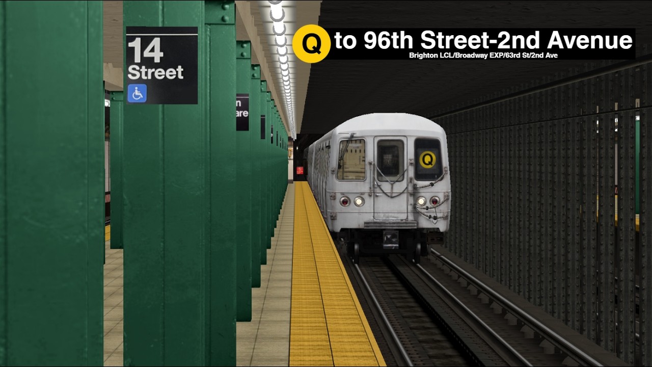 OpenBVE (R46) Q Train from Coney Island to 96th Street-2nd Avenue (Weekday)
