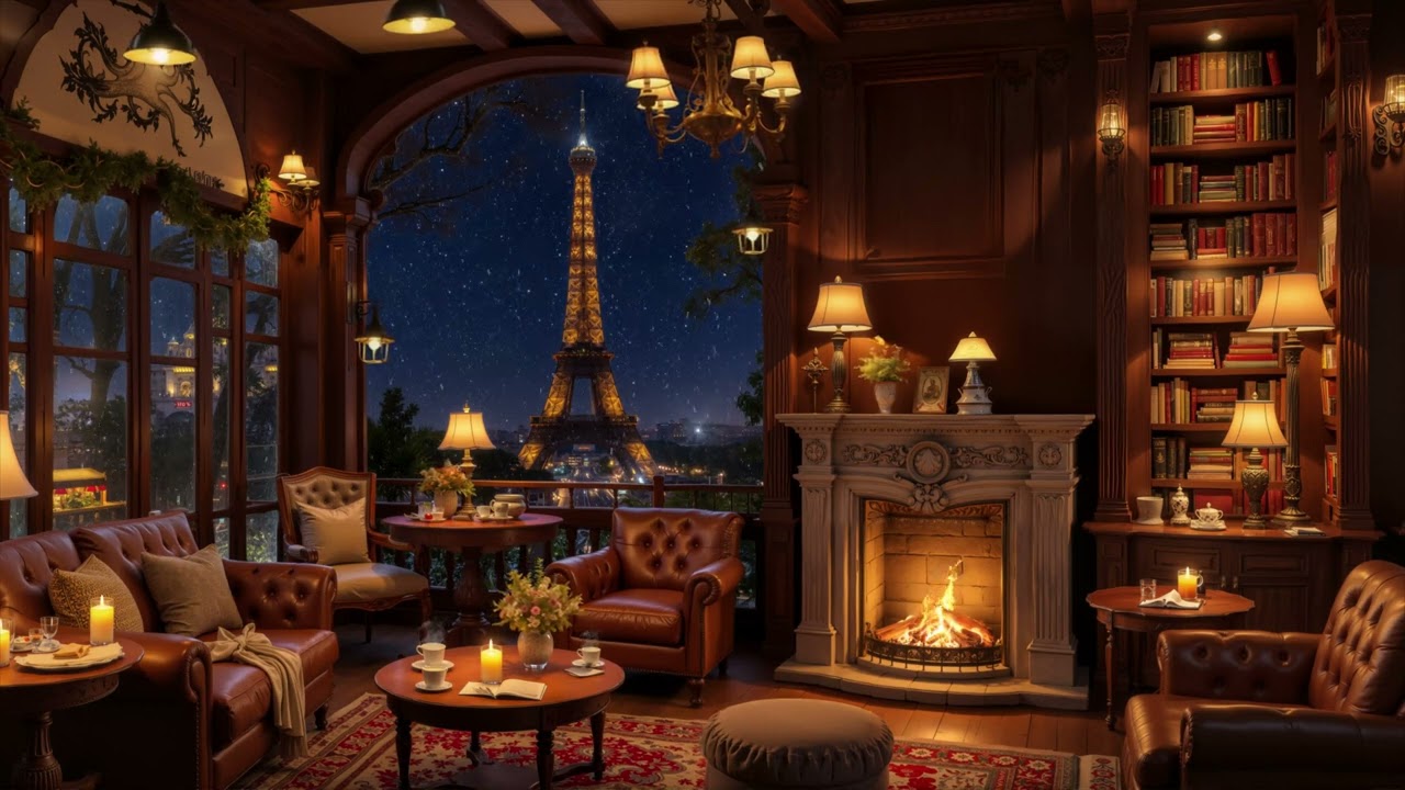 Relaxing Winter Jazz Music at Paris Cozy Coffee Shop Ambience ⛄ Warm Jazz Instrumental Music