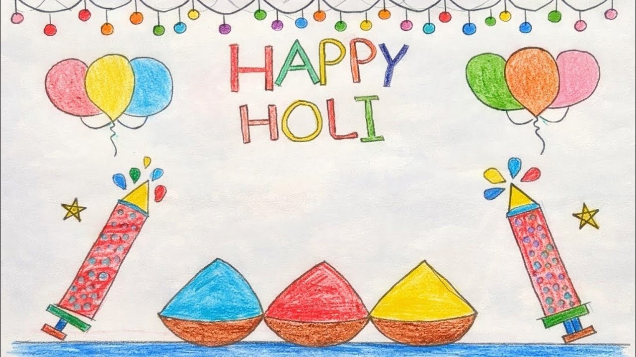 Holi Special drawing | Holi drawing easy drawing. 