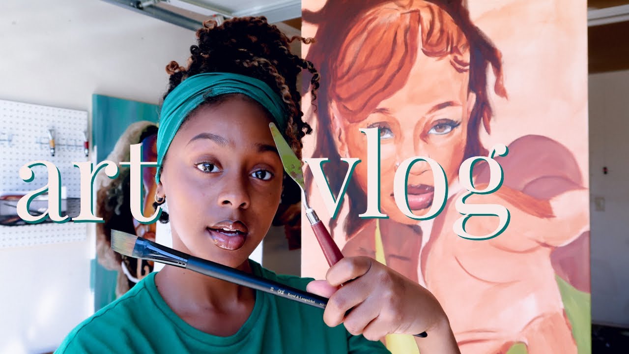 relaxing art vlog + starting a new painting💖☁️