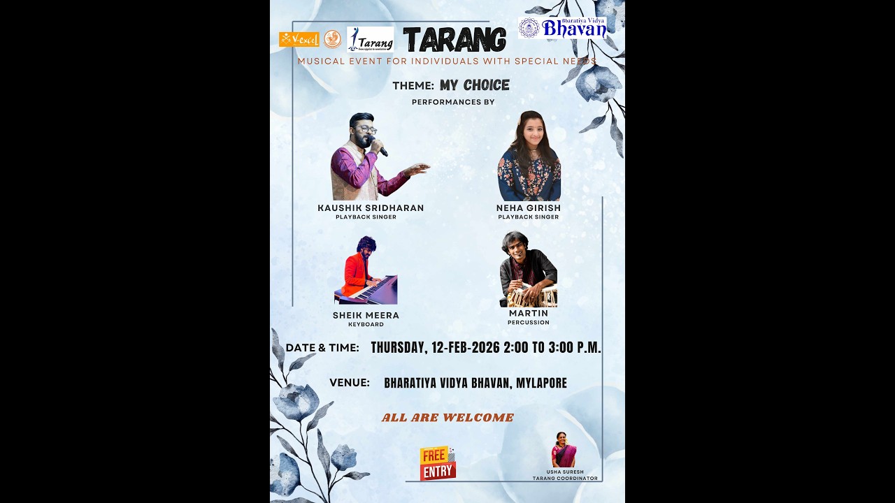 Tarang - Performed by Kaushik Sridharan, Neha Girish, Sheik Meera, Martin on 12-Feb-2026 at BVB