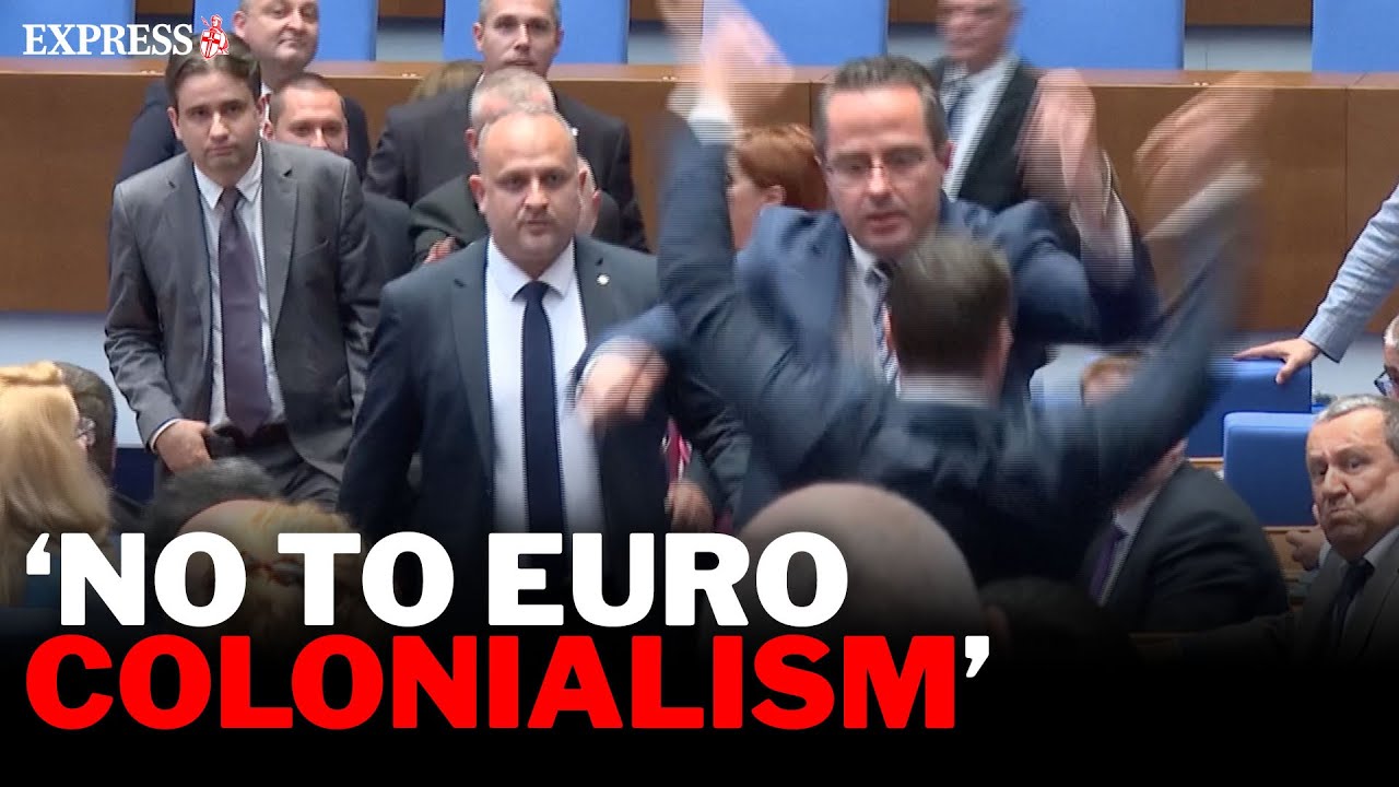 CHAOS in Bulgarian Parliament as MPs nearly come to blows over Euro currency entry