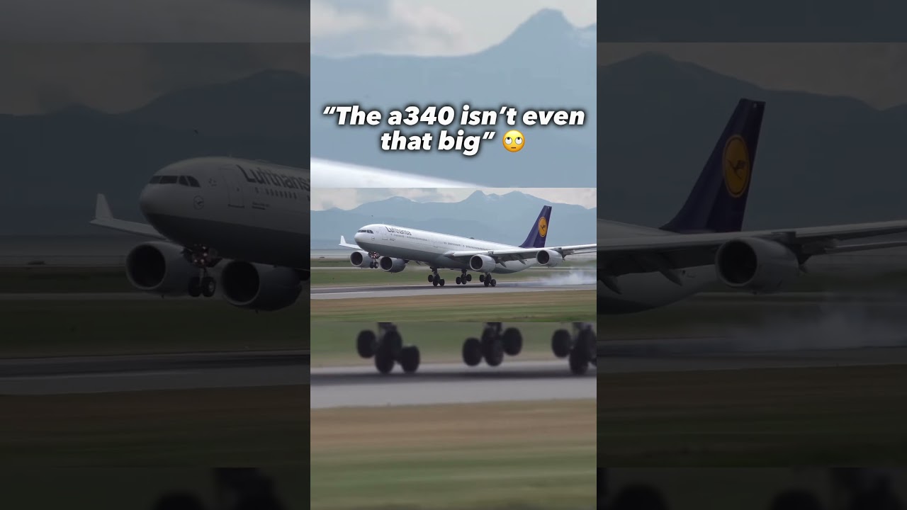 The true size of the a340 😮&zwj;💨 - #aviation #planes #avgeeks #a340 #landing #fyp