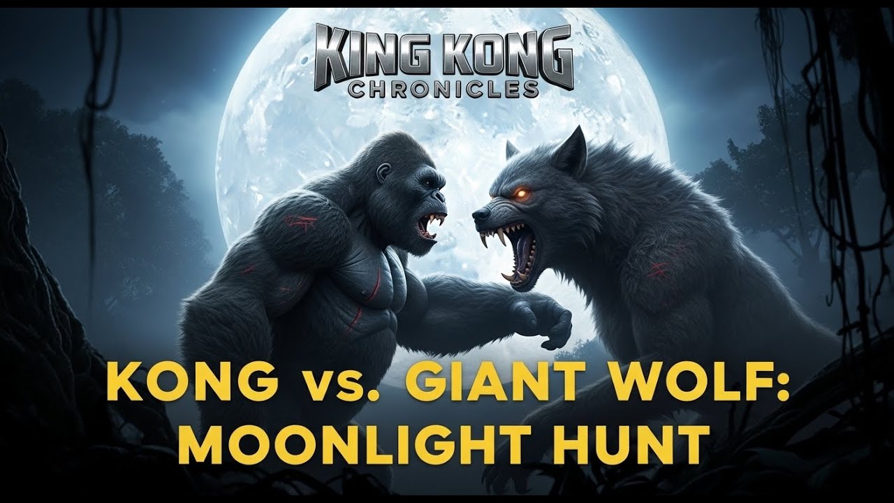 King Kong vs. Giant Wolf: Epic Moonlight Hunt