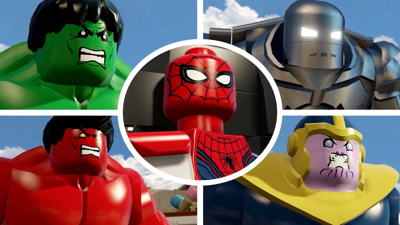 Все персонажи Big Fig, Халк разбивает Человека-паука в роликах LEGO Marvel's Avengers (сборник)