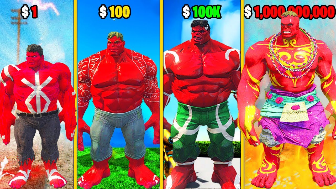 $1 RED HULK SUIT to $1,000,000,000 HULK SUIT in GTA 5!