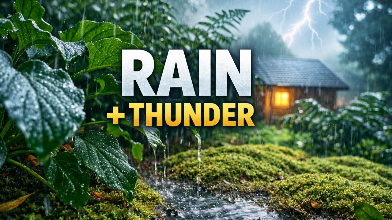 Relaxing Rain & Thunder Sounds in a Green Forest Garden | For Deep Sleep & Anxiety
