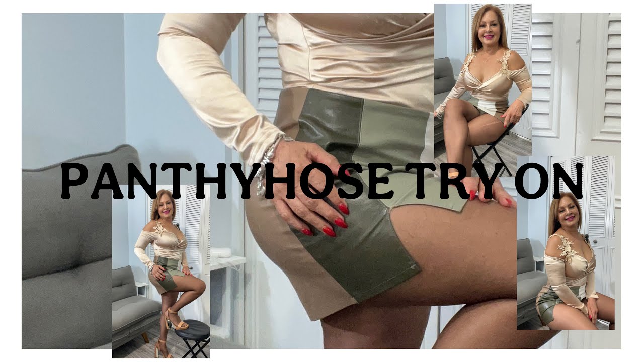 LEATHER SKIRT WITH PANTYHOSE YRY ON ( NO EDIT )