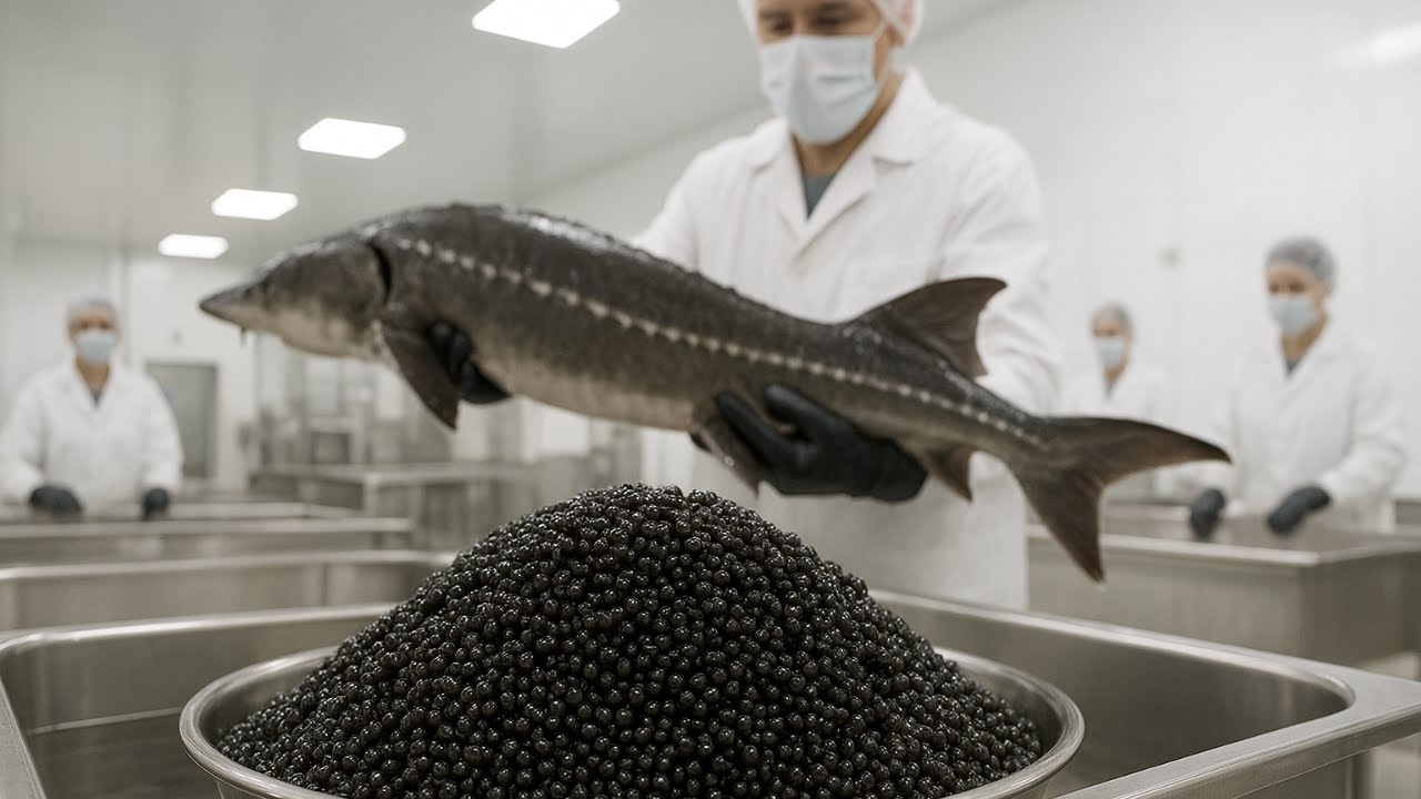 The Process Of Making Caviar from Giant Fishes  inside the Factory| The High Quality Caviar