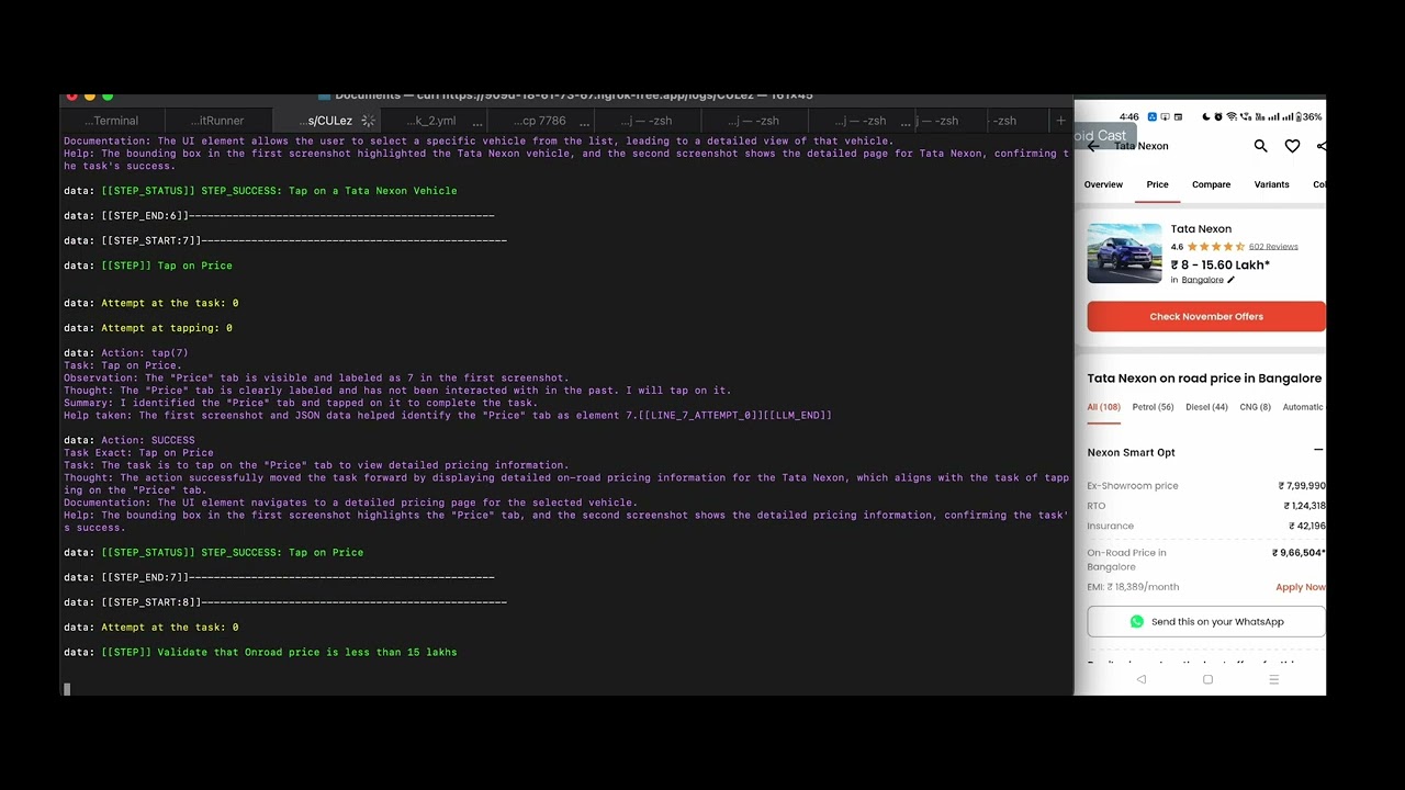 CarDekho Testing Automation Video using Drizz AI
