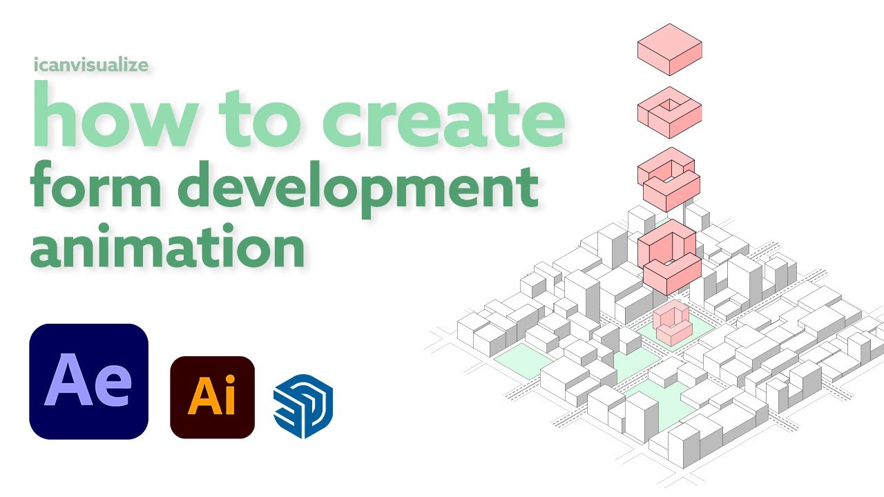FORM DEVELOPMENT ANIMATION TUTORIAL / DESIGN PROCESS MOTION DIAGRAM / ARCHITECTURAL ISOMETRIC