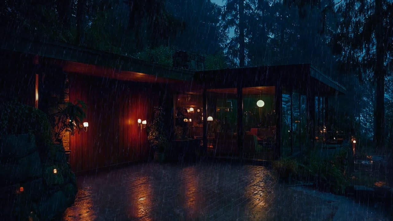 Heavy Rain & Soft Piano for Sleeping 🌧️ | Cozy Cabin Porch Ambience