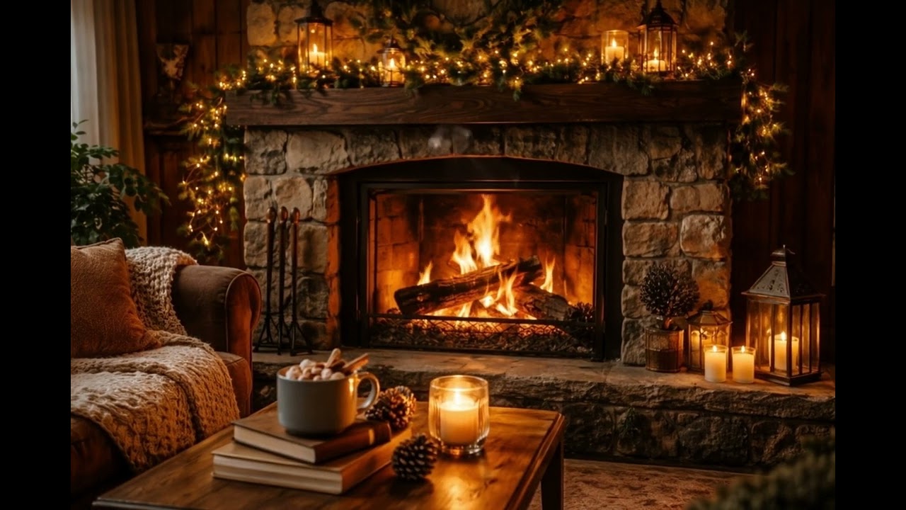 Cozy Fireplace at Night 🔥 Relaxing Fire Sounds | 3H