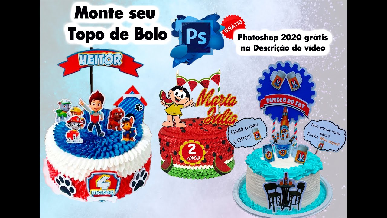 Como editar Topos de Bolo, imprimindo na medida que desejar com Photoshop 2020!