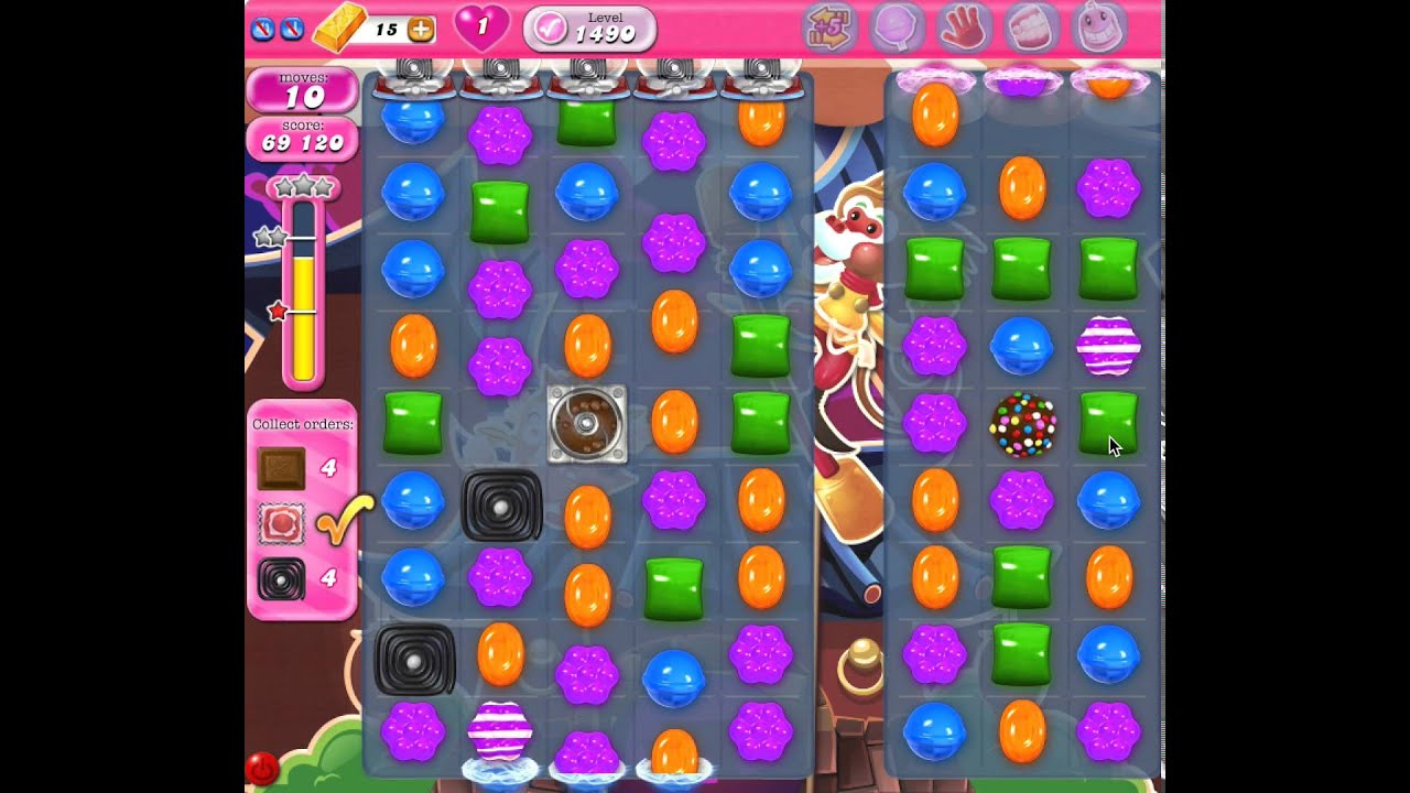 Candy Crush Level 1490 (no boosters, 3 stars)