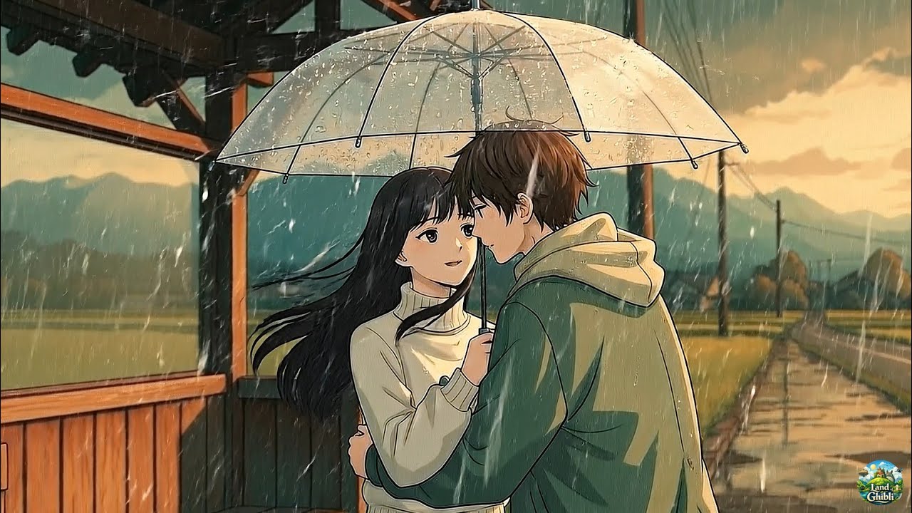 Waiting by the Rainy Bus Stop | Ghibli Style ASMR |
