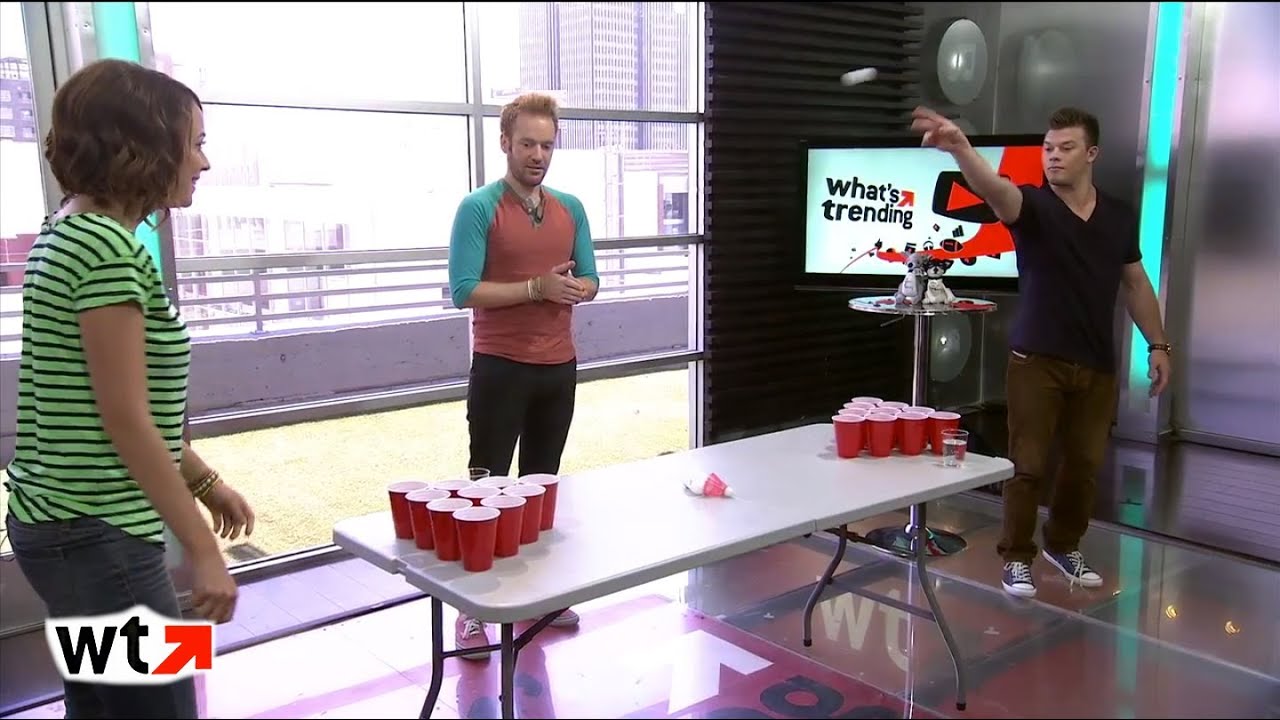 Jimmy Tatro Challenges Shira in Beer Pong