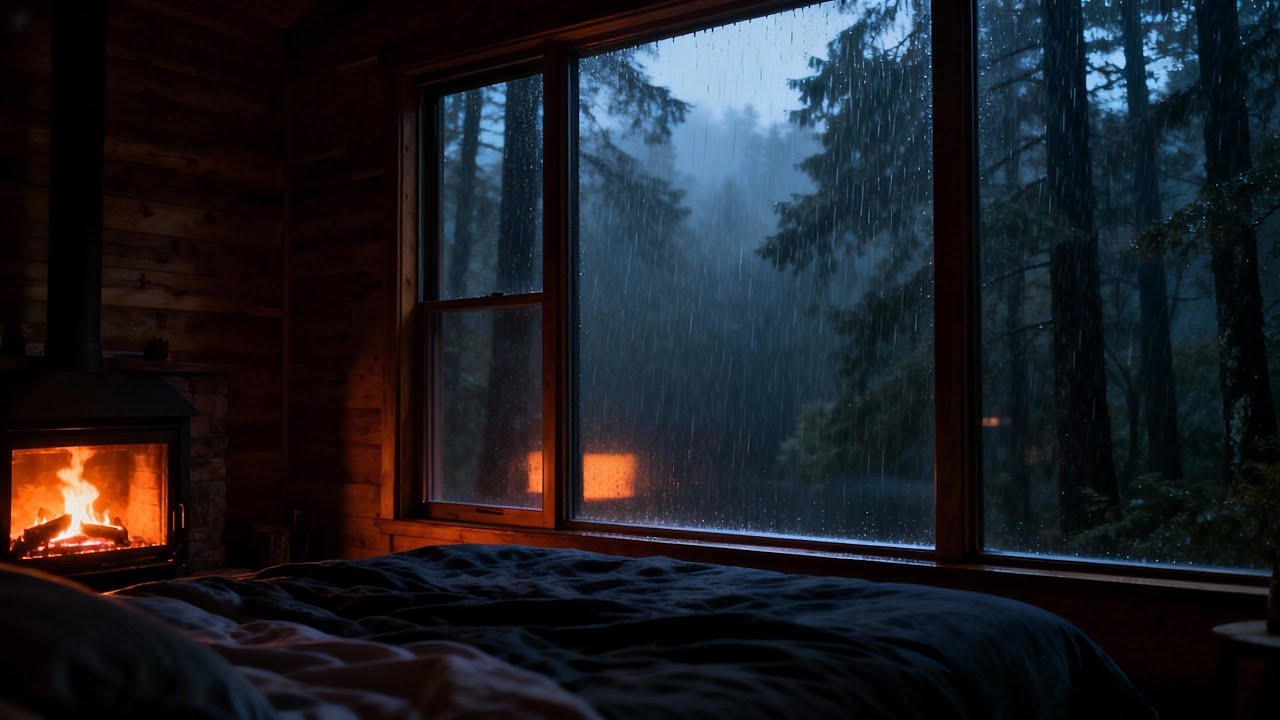 Rain & Thunderstorm 24/7 | Rain Sounds for Sleep & Study (Black Screen)