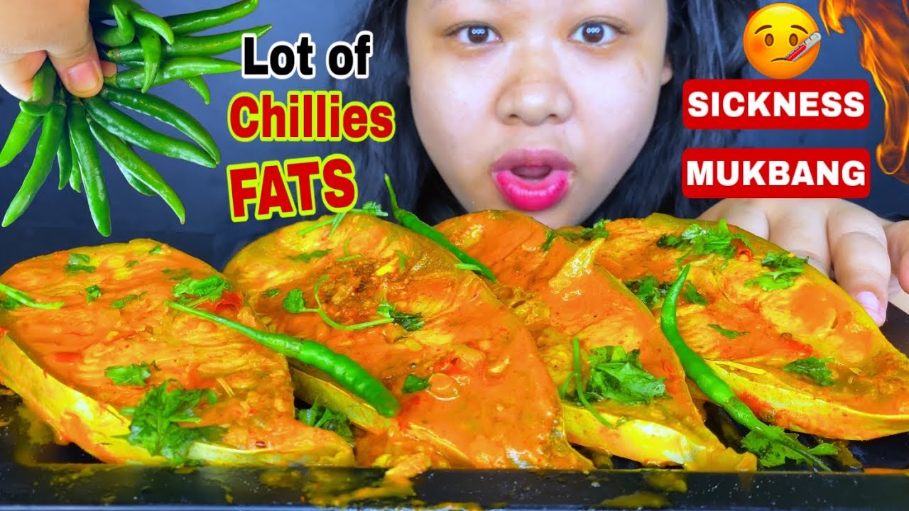BIG SPICY FATTY FISH WITH LOT OF CHILLIES MUKBANG🔥LOVE TO EAT FATS IN MY SICKNESS🤒FISH MUKBANG ASMR