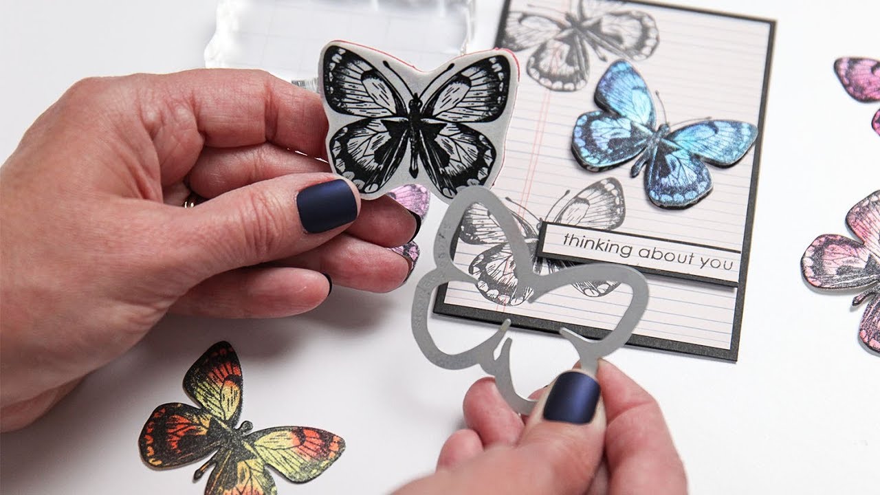 Tim Holtz - Mini Flutter Framelit Die and Stamp Set