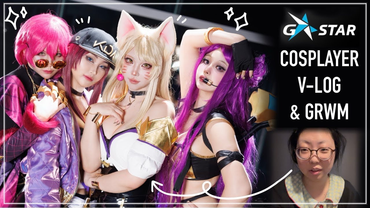 [COSPLAY V-LOG] 지스타 토요일 KDA 팀코 | 아무말 대잔치 GRWM | 아리 메이크업 튜토리얼 