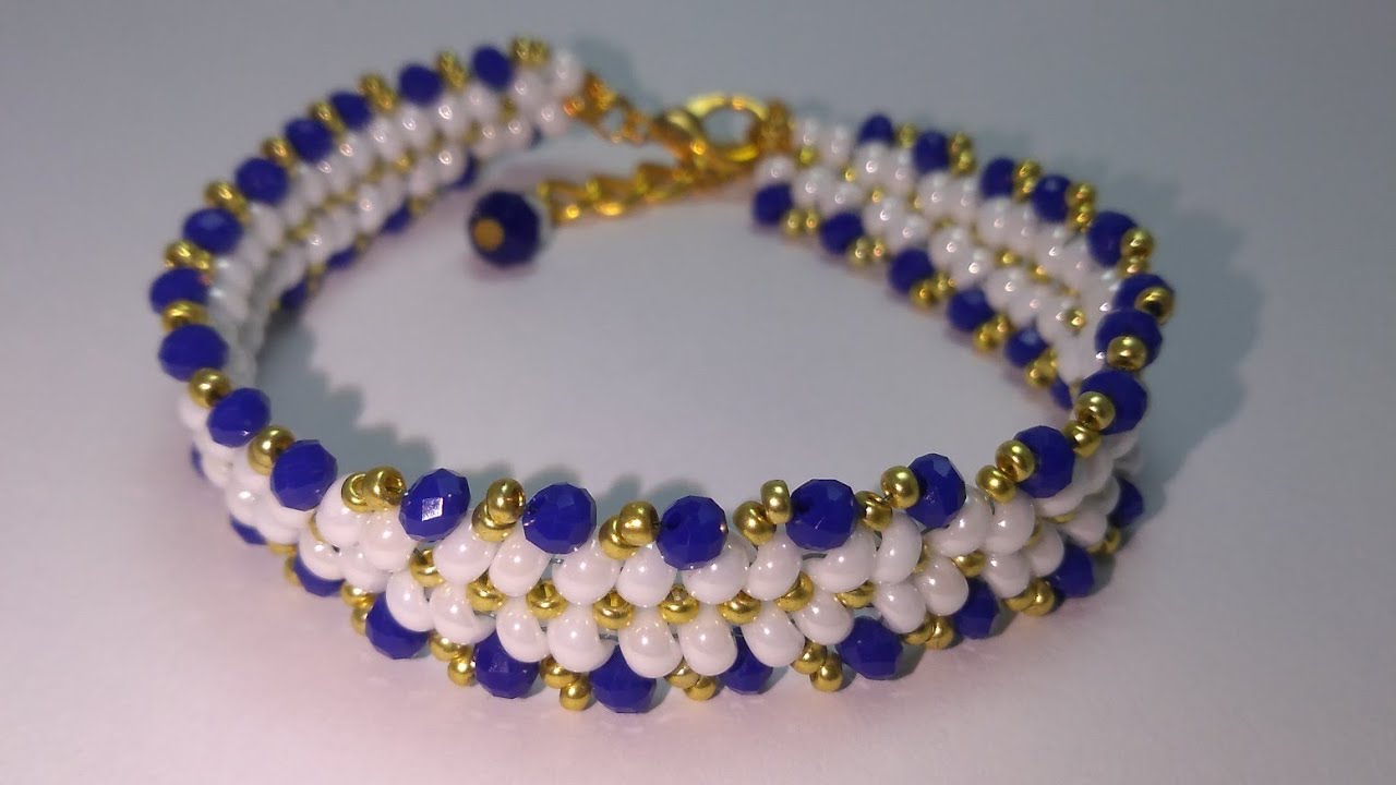 Preciosa kum boncuğu ve kristalden zarif bileklik/Браслет из кристалей и бисера/Beaded bracelet/