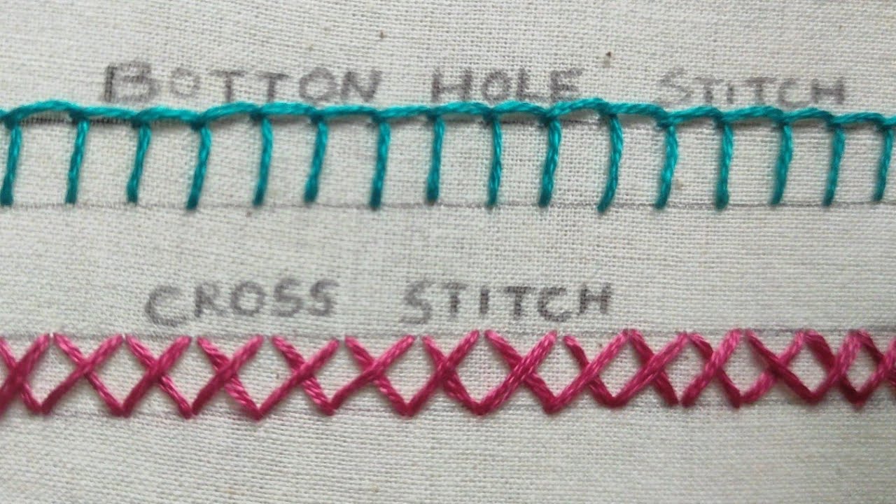 Botton Hole and Cross Stitches Handembroidery Tutorial for beginners 🪡💜🌸