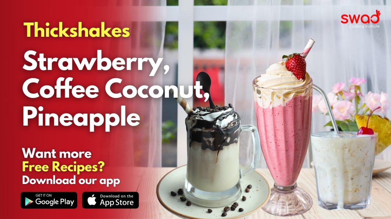 3 Types of Thickshake Recipe | Strawberry |Coffee Coconut | Pineapple Thickshake Recipe from Scratch
