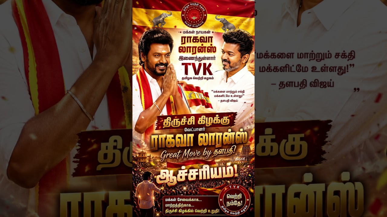 🤯Breaking news ‼️Raghava Lawrence in Trichy kilaku 🔥 #tvk #tamilnews #viral