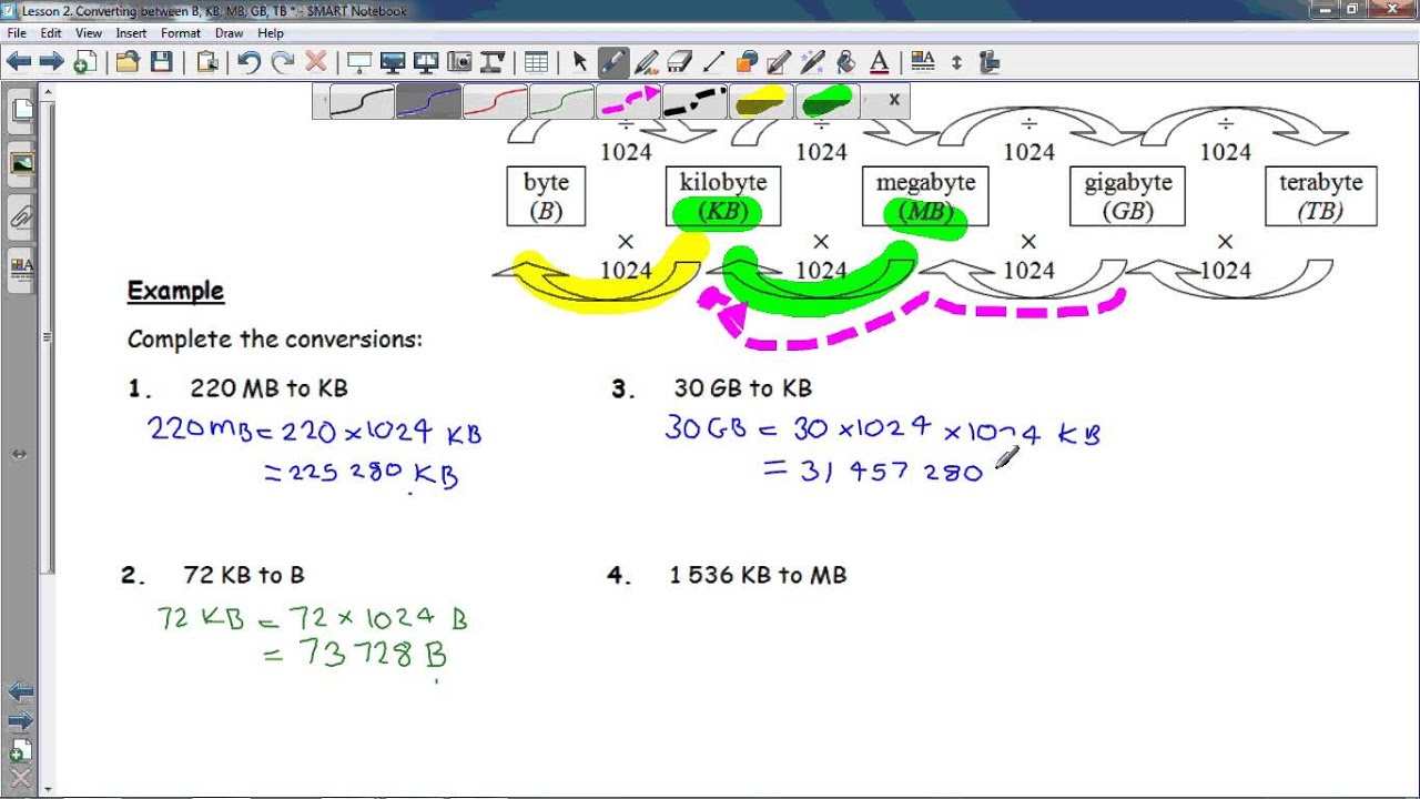 FSCo2: 2  Converting between B, KB, MB, GB, TB