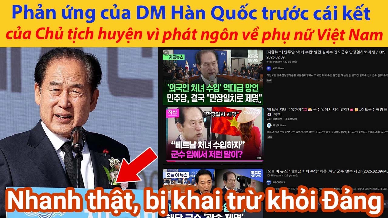 Phản ứng bất ngờ của DM Hàn Quốc trước cái kết của Chủ tịch huyện vì phát ngôn về phụ nữ Việt Nam