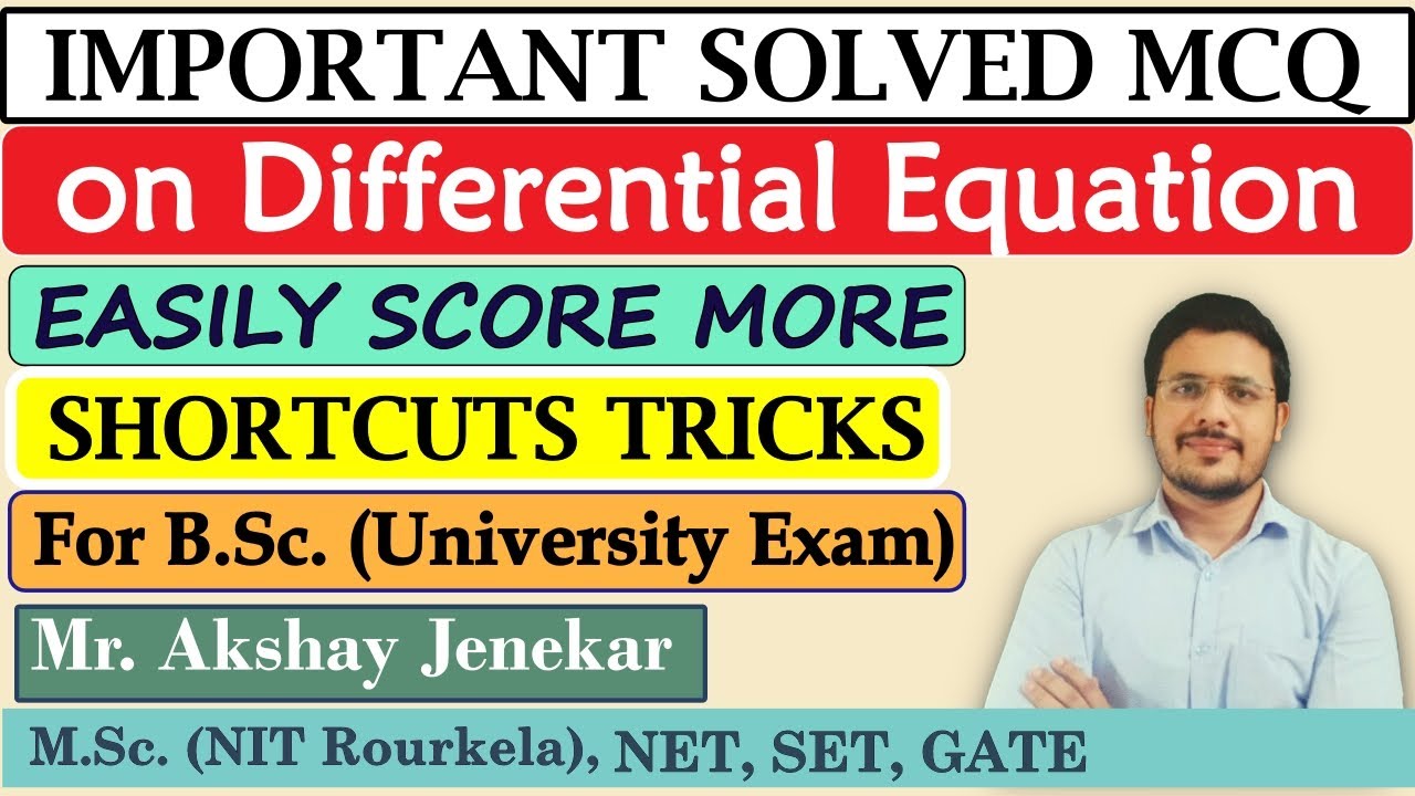 Solved MCQ on Differential Equation | Order and Degree of DE | Exact DE | Linear DE | BSc Math Exam