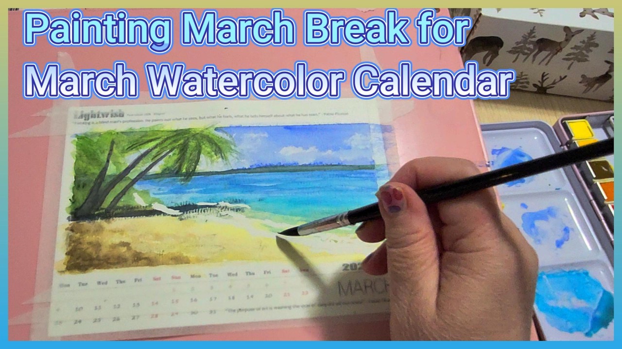 Painting March Break because I can't afford to go anywhere, lol. Watercolor Beach for March Calendar