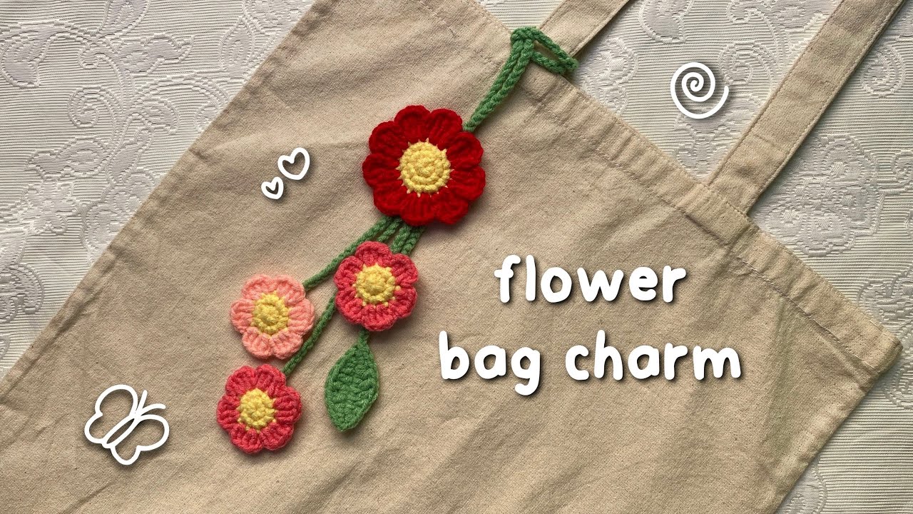 How to Crochet Flower Bag Charm 🌼👜 | Crochet Flower Keychain Tutorial | Easy Crochet Bag Accessory