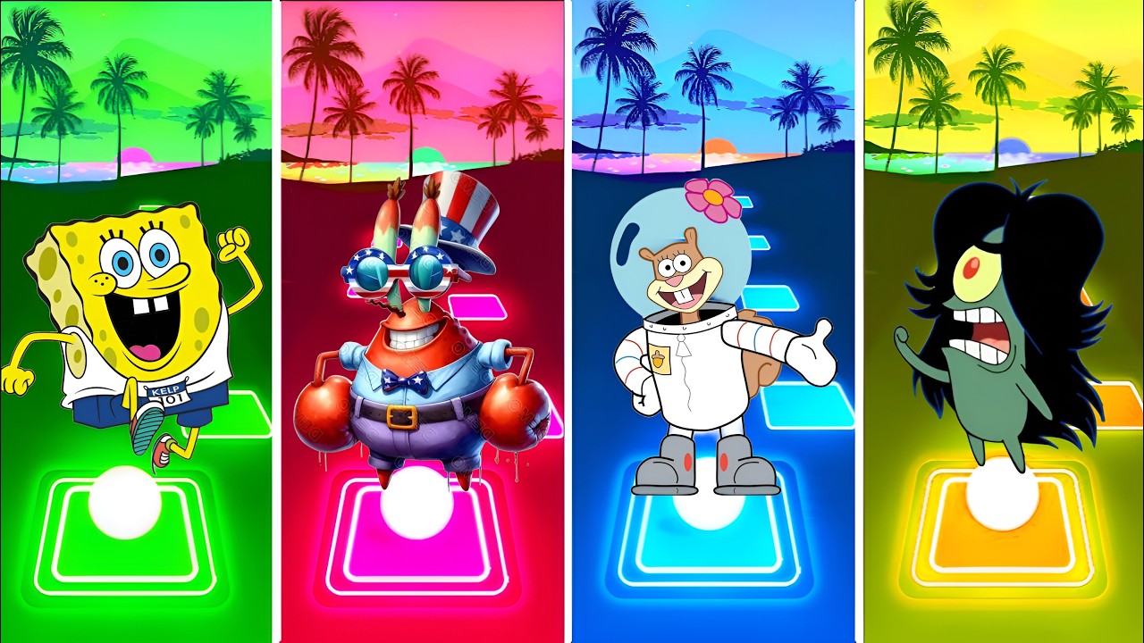 TILES HOP | SpongeBob VS Mr Krabs VS Sandy VS Plankton