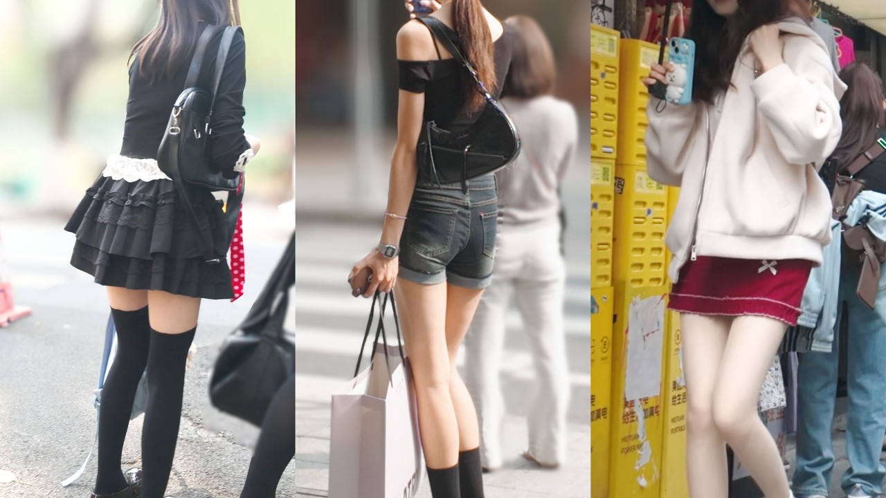 4K China City Walk | 👠Mini Skirt Beautiful Girls! BEST Outfits of Urban Streets. ミニスカートの美しい女の子.