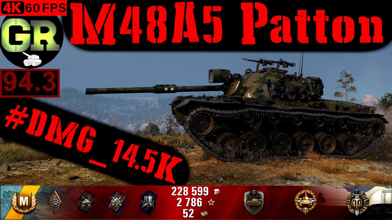 World of Tanks M48A5 Patton WoT Replay - 7 Kills 14.5K DMG(Patch 1.4.0)