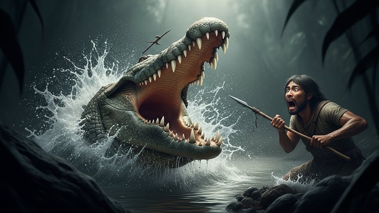 Human Ancestors VS Giant Crocodile 😱 | Prehistoric Survival | AI Cinematic