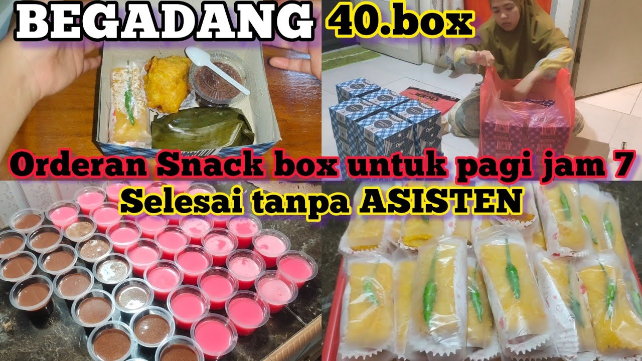 BEGADANG SNACK BOX 4 MACAM TANPA ASISTEN UNTUK JAM 7 PAGI #jualanonline#snackbox#dailyvlog
