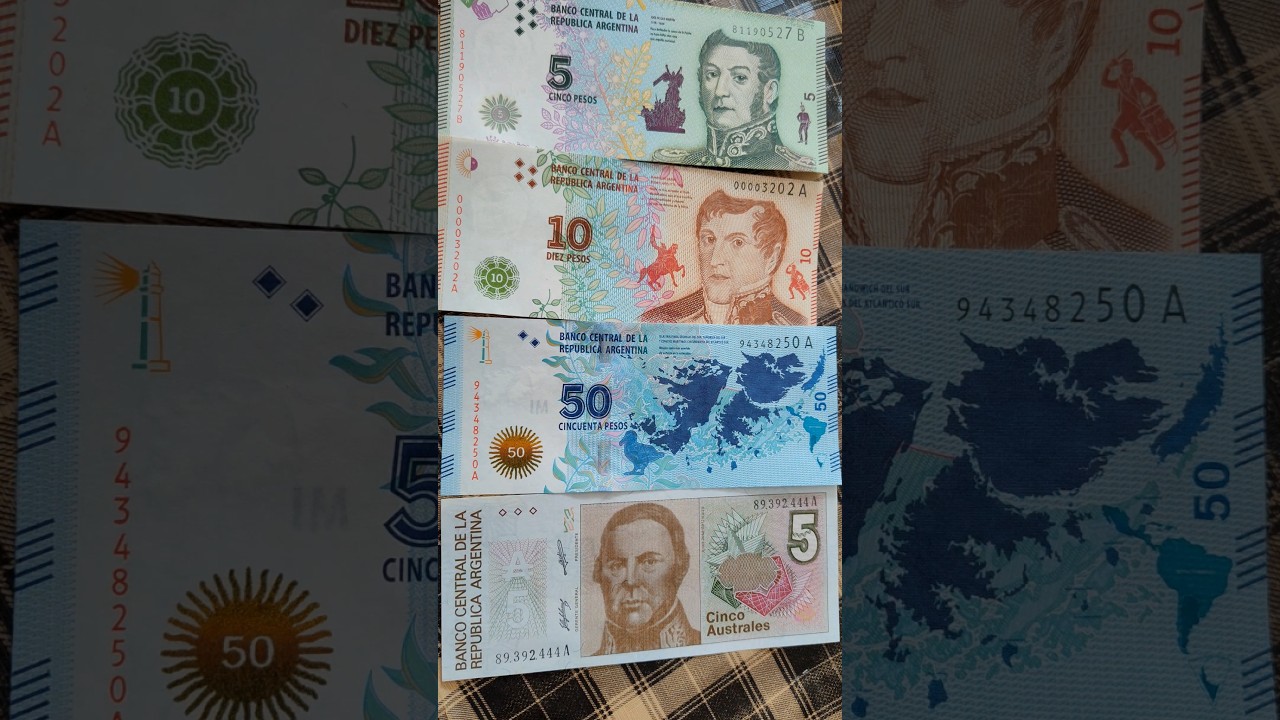 🇦🇷 Argentina Currency Notes: 5, 10, 50 Pesos & 5 Australes | Foreign Notes #Shorts #numismatics